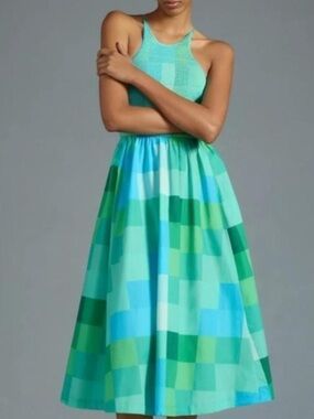 anthropologie velvet empire waist midi dress $180 Anthropologie Velvet Empire Waist Midi Dress size 0 new moss color